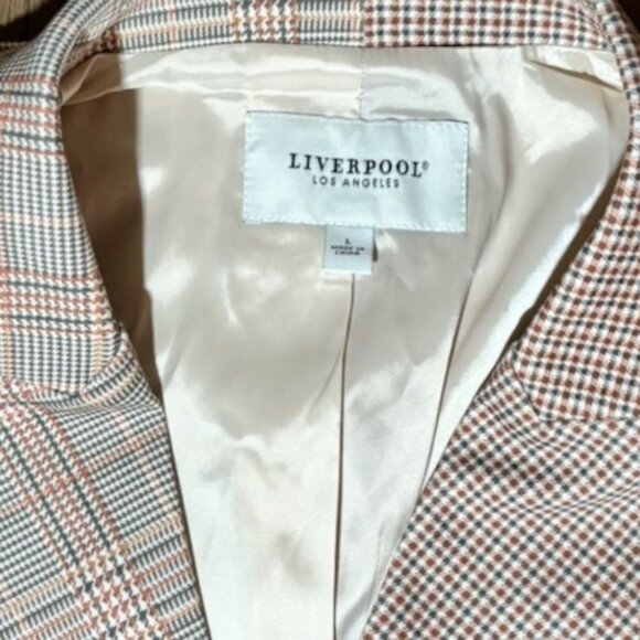 NEW LIVERPOOL Glen Plaid Half & Half Blazer Coat Jacket Size L Lava Flow - Picture 3 of 7